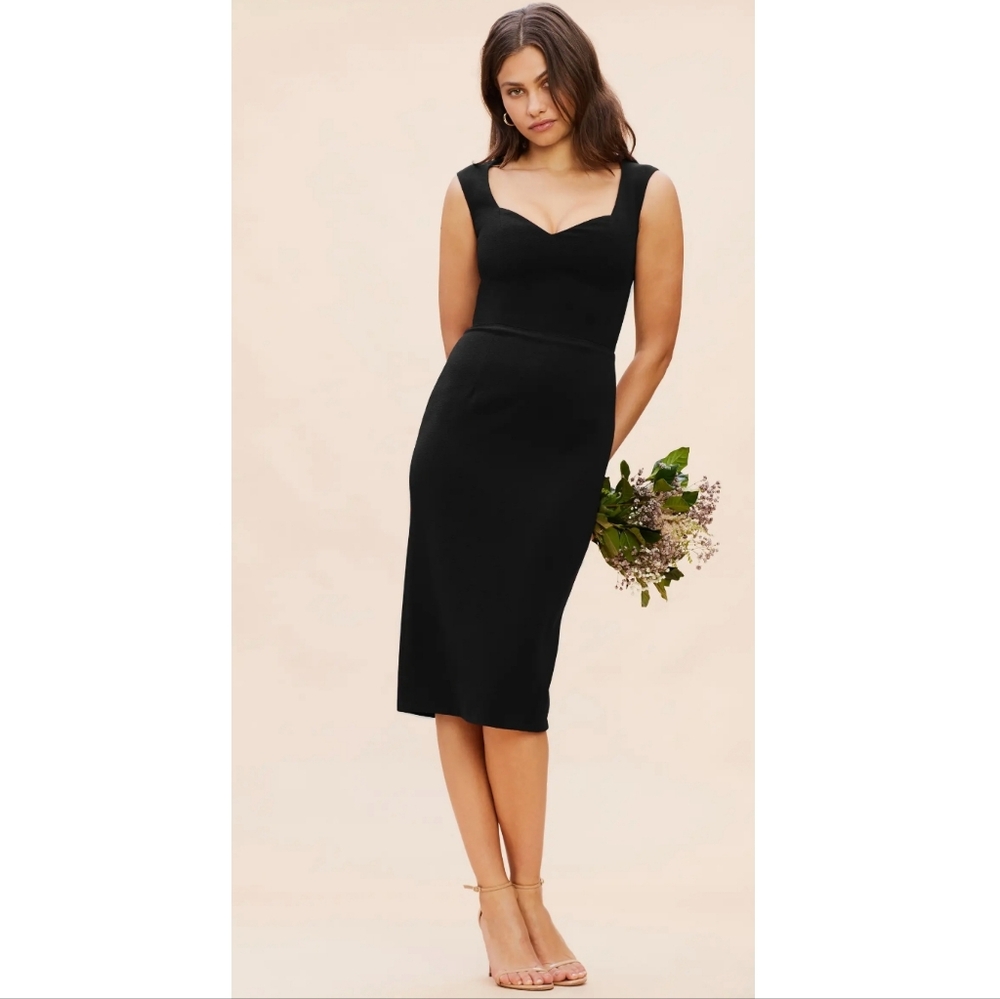 NWT Dress the Population 'Elle' Sweetheart Neck Sheath Midi Dress, Size Large
